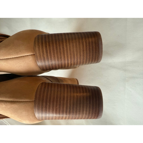 NWT Women’s Sam Edelman Tall Leather Fringe Boots Camel size 6.5 Taylan - Picture 8 of 15